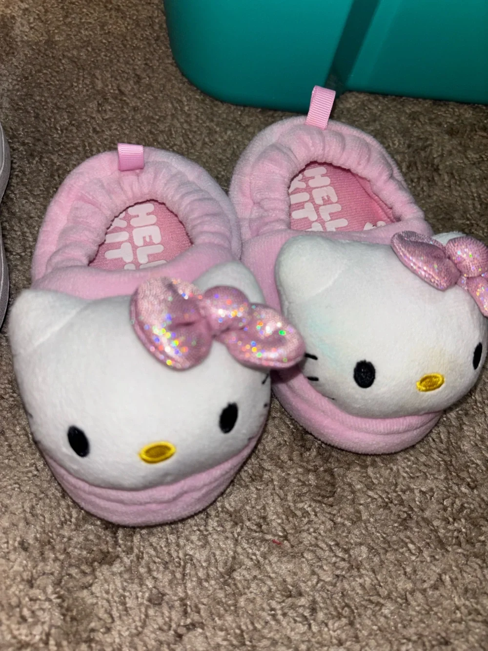2 Sanrio Hello Kitty Toddler Plush Slippers Pink (5/6) & Red (7/8)